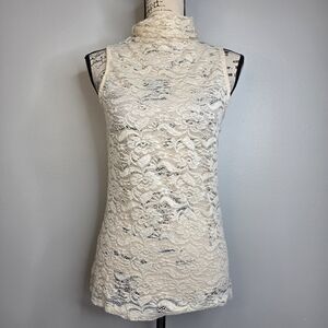 Buckle black boho sleeveless turtleneck crochet tank top sz M